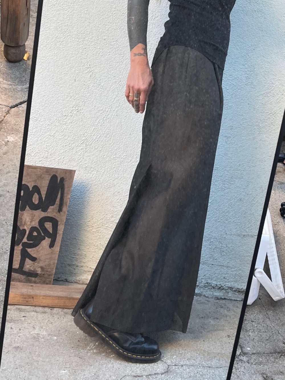 Vtg Yohji Yamamoto runway maxi skirt 100 silk size small semi sheer 90s cbk 80s - Picture 2 of 11